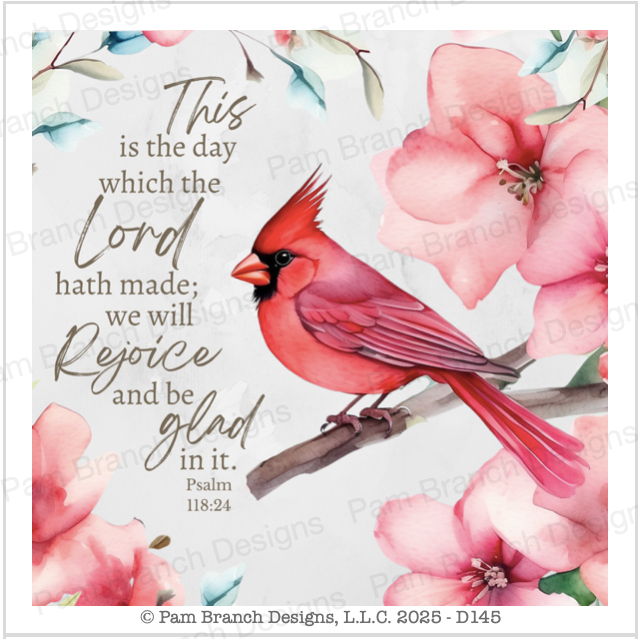 Rice Paper for Decoupage, Pink Flowers and Cardinal with Bible Verse,  