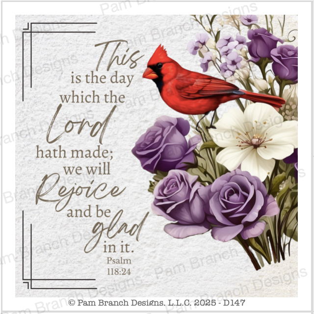 Rice Paper for Decoupage, Purple Flowers and Cardinal with Bible Verse,  