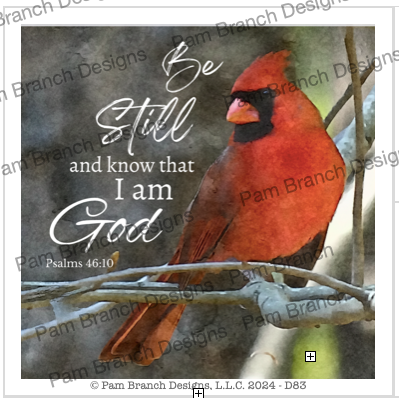 Rice Paper, “Be Still and know that I am God”, Red Cardinal on Branch, Decoupage Sheet, D83
