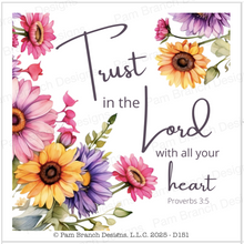 Decoupage Rice Paper, Pink, Purple Flowers, Sunflowers Christian Craft, "Trust in the Lord with all your heart.” , D151