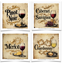 Wine Variety Pack of Rice Paper for Decoupage "Pinot Noir", "Chardonnay", "Merlot", and "Cabernet Sauvignon" Alternative to Napkins, Two of Each D148