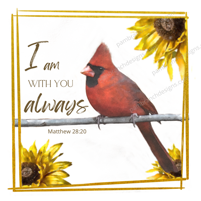 Cardinal and Sunflowers - Decoupage Sheet, Bible Verse Paper D34