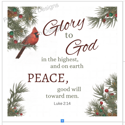 Decoupage paper with a male cardinal on a branch with the bible verse, 
