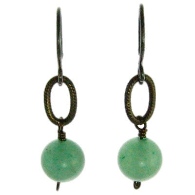 Vintage Inspired - Brass, Small Oval and Aventurine Bead #E304