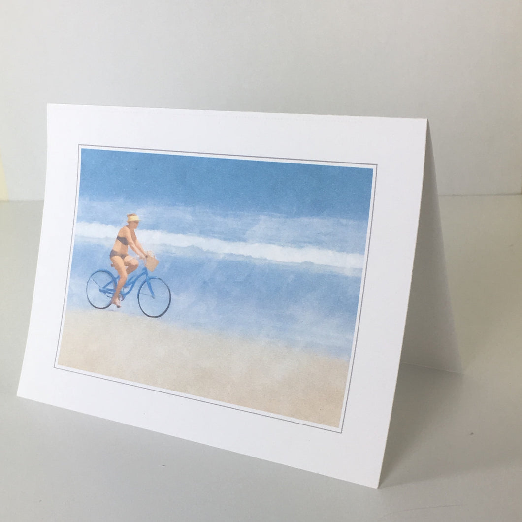 Bike Rider on the Beach Greeting Card, Thinking of You, #C42