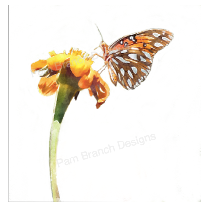 Butterfly on a Flower, Decoupage Sheet, Tissue Paper D14