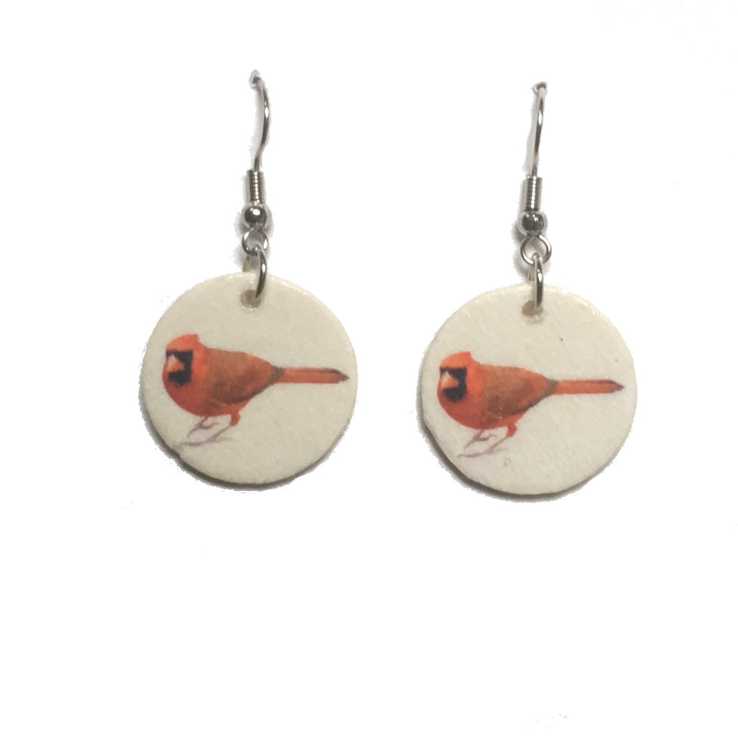 Red Cardinal, Bird Image, White Background, Nature Jewelry #E714