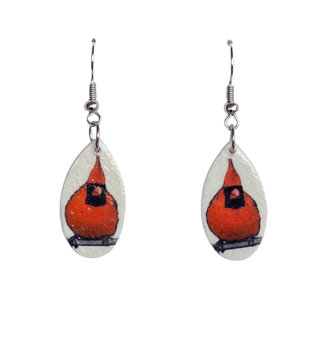Cardinal Earrings, Small, Teardrop, E762