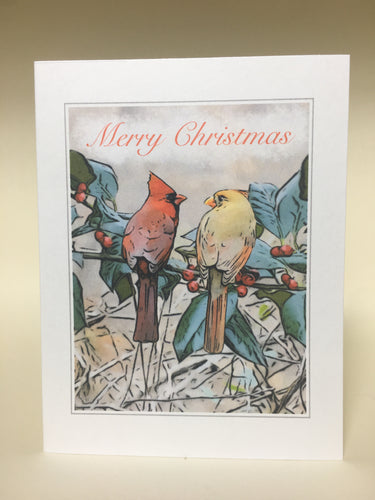 Cardinal Christmas Greeting Cards, 4 Pack, Cardinal Gift, Birdwatcher Gift, Thinking of You, Miss You, Holiday Card #C22