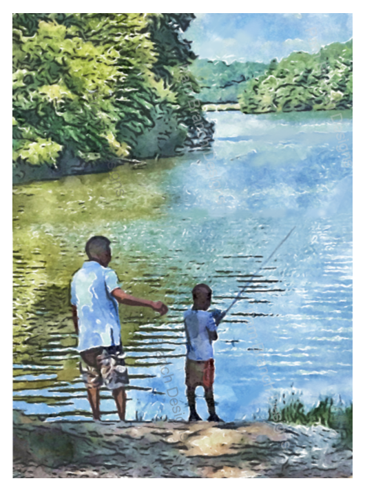 Father and Son Fishing, Father's Day, Decoupage Sheet, Rice Paper D12