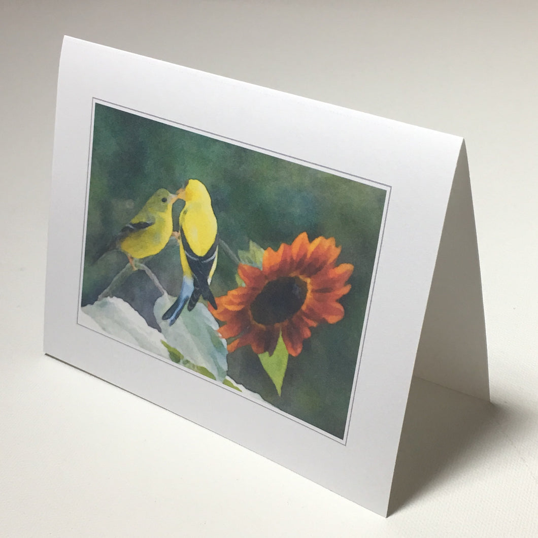 Thinking of You, Goldfinch Card, Flower Card, Note Card #C34