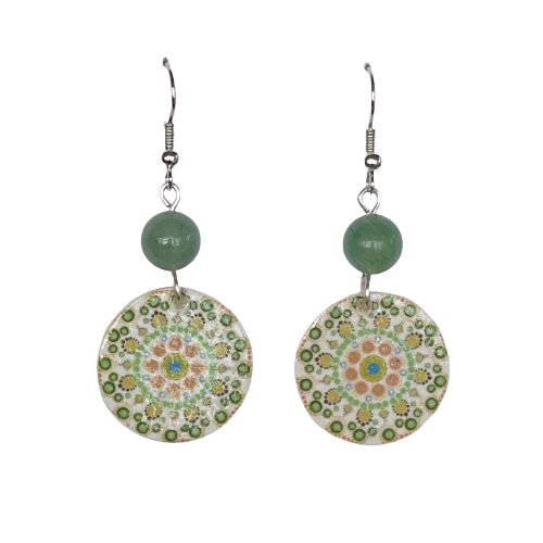 Green Aventurine and Mandala Earring, E770
