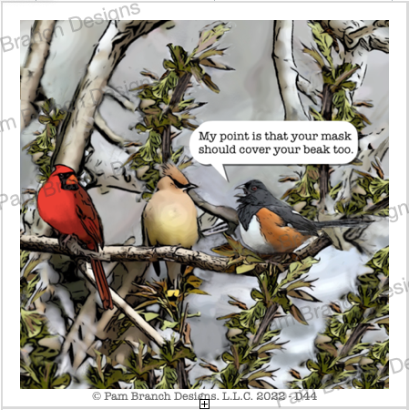 Birds chatting about masks, Decoupage Sheet, Craft Paper D44