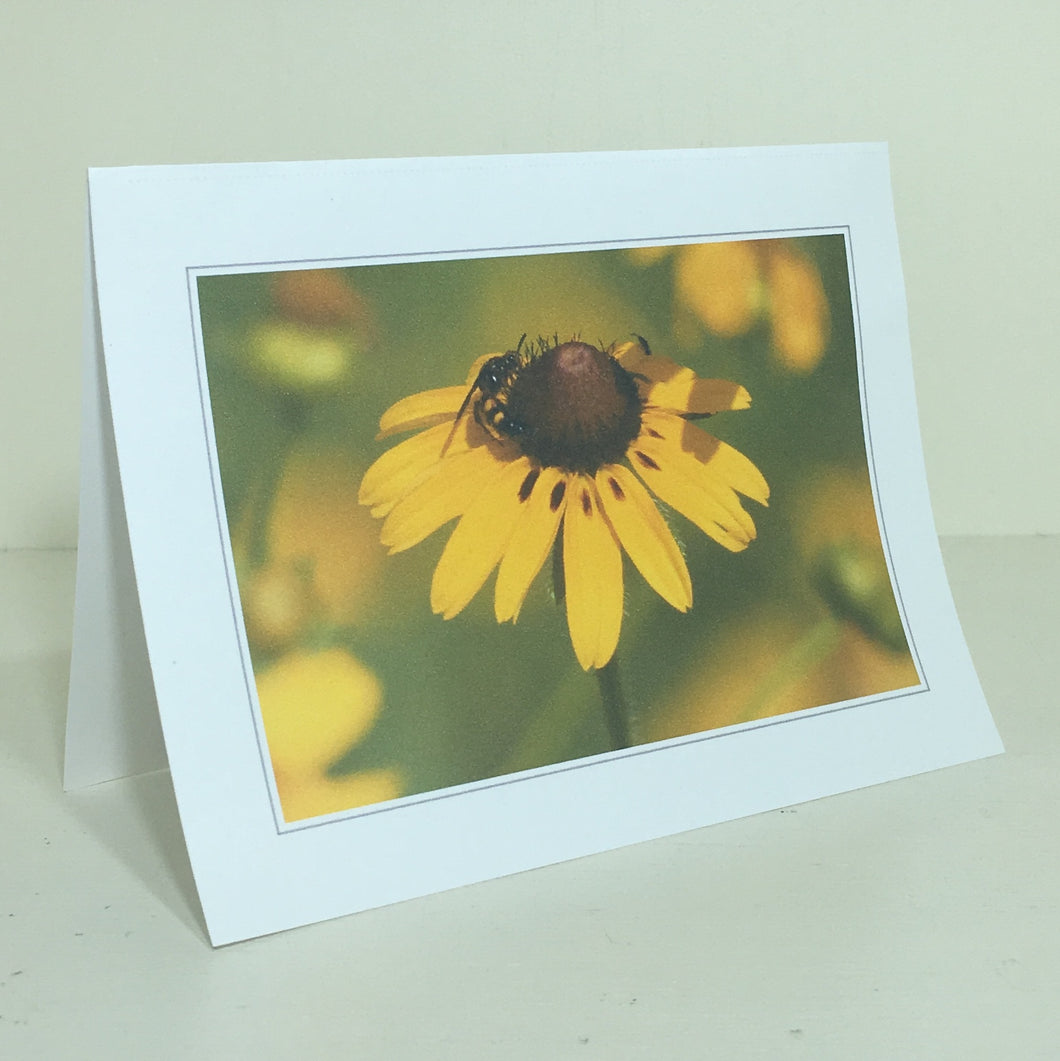 Bee Card, Sunflower Card, Flower Card, Note Card #C39