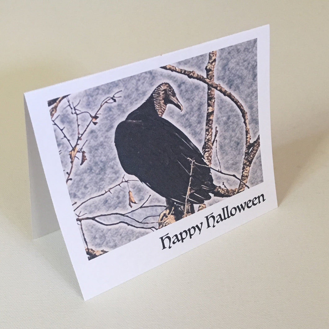 Happy Halloween,  Vulture, 4 Pack, Greeting Cards, Scary Gift, Birdwatcher Gift, Raptor Card #C7